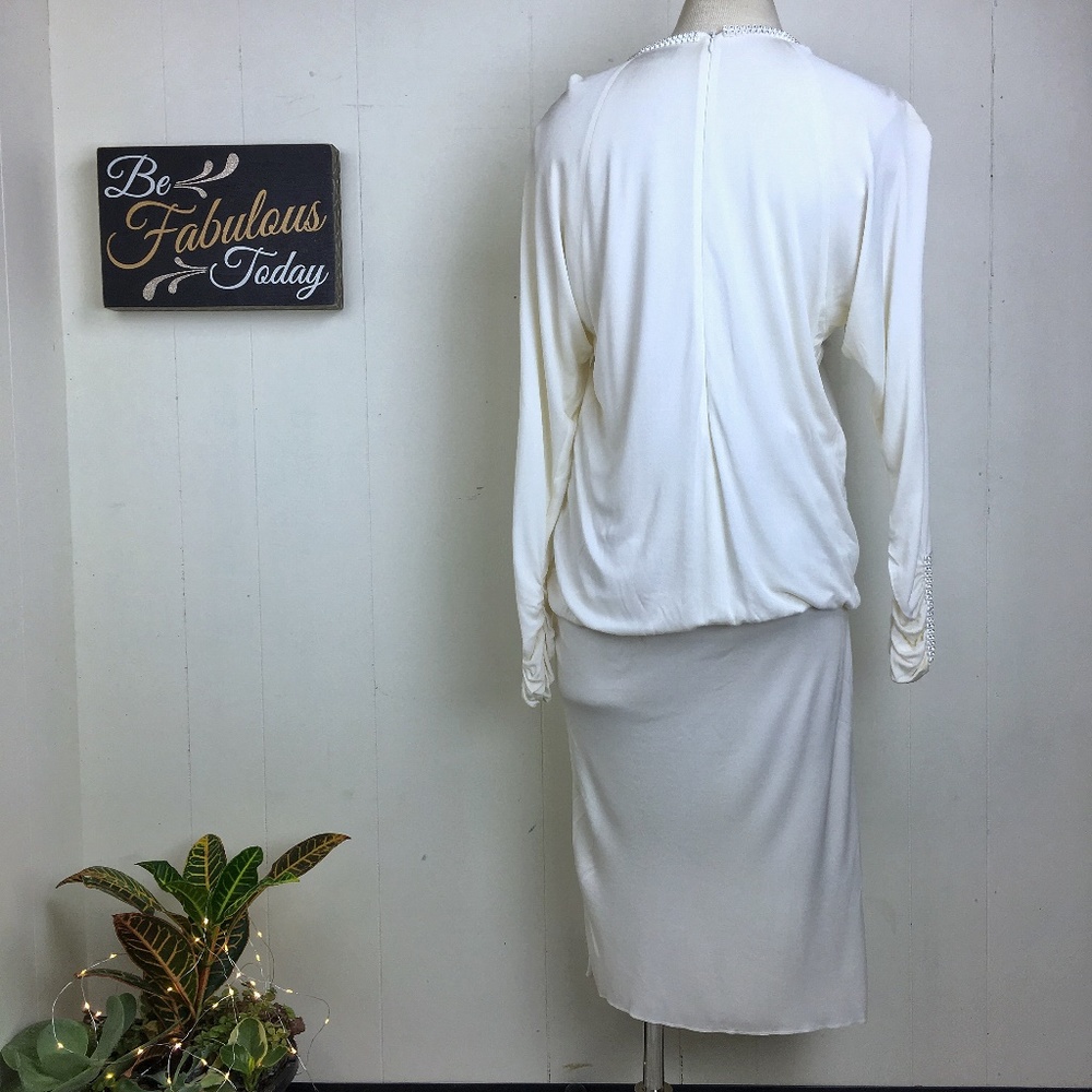 Vintage Rhinestone & Sequin White Dress - Picture 5 of 8